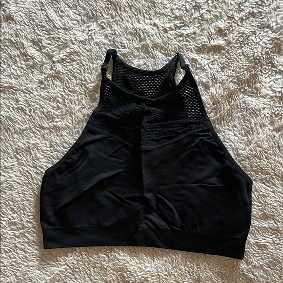 Black Racerback Sports Bra with Moisture-Wicking Fabric - Picture 1 of 3